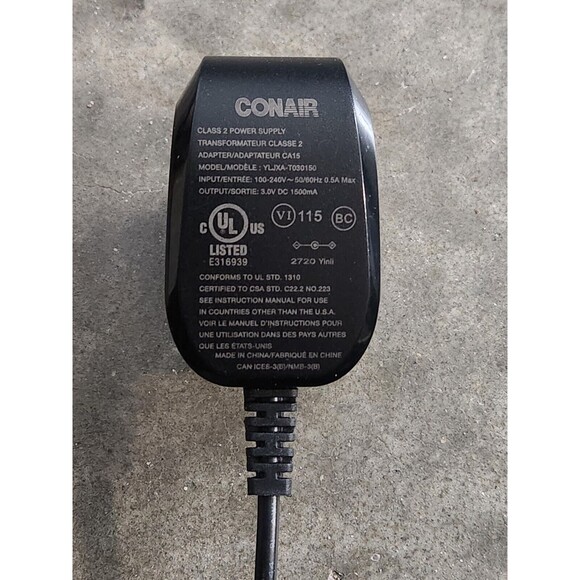 Conair Class 2 Power Supply Model YLJXA-T030150 3V DC 1500mA - Picture 2 of 8